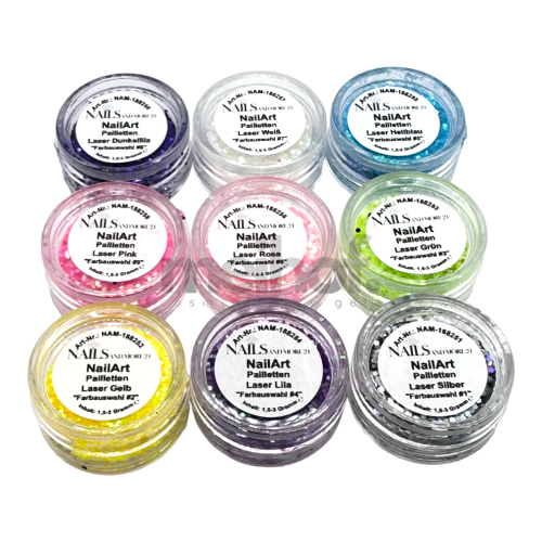 Preview: NAM24 Nailart Glitter Pailetten Laser | Abverkauf Mix Set 9-teilig Preview: NAM24 Nailart Glitter Pailetten Laser | Abverkauf Mix Set 9-teilig